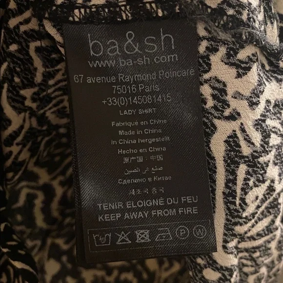 ba&sh Lio Pintucked Shirt Abstract Blouse 100% viscose half sleeves Size 2 - Picture 12 of 16